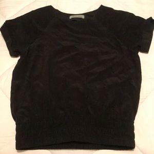 Geren Ford Black Silk Top with Slit Back